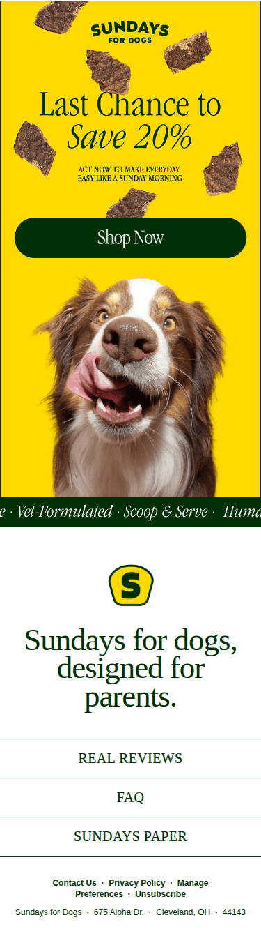 Final Hours: Don't miss your last chance to save on Sundays dog food.