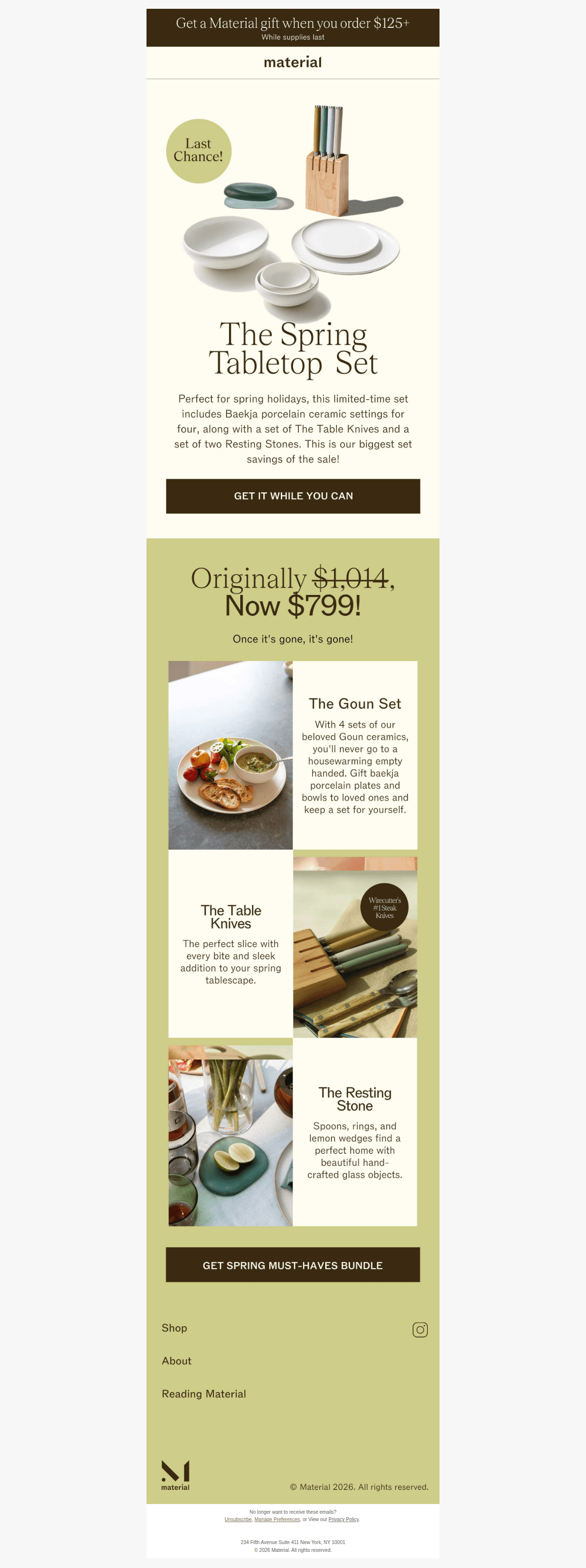 Last chance: Spring entertaining essentials — desktop view