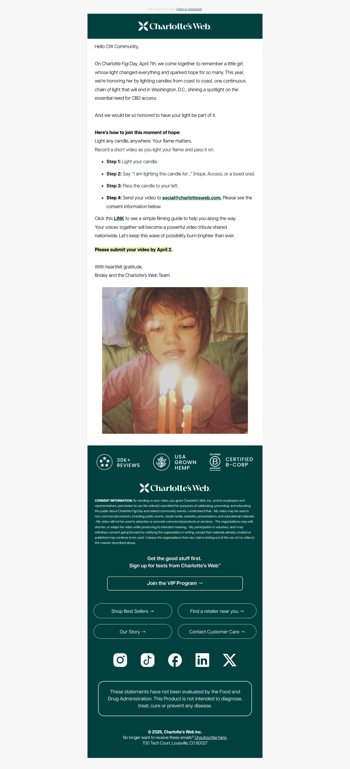 💜 Be Part of Our Charlotte Figi Day Candle Lighting Relay — desktop view